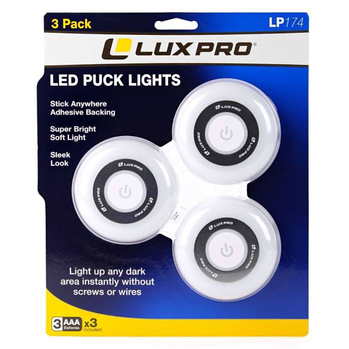 LUX PRO - Lux Pro Adhesive LED Puck Lights 3-PK
