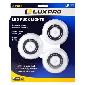 Lighting - LUX PRO - Lux Pro Adhesive LED Puck Lights 3-PK